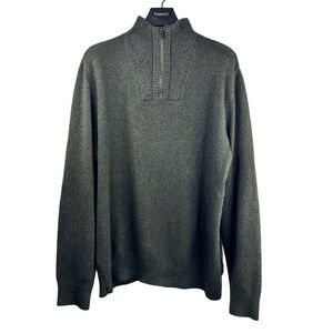CALVIN KLEIN JEANS Men's 2010's Dark Olive Green 1/4 Zip Sweater Flawless Size L